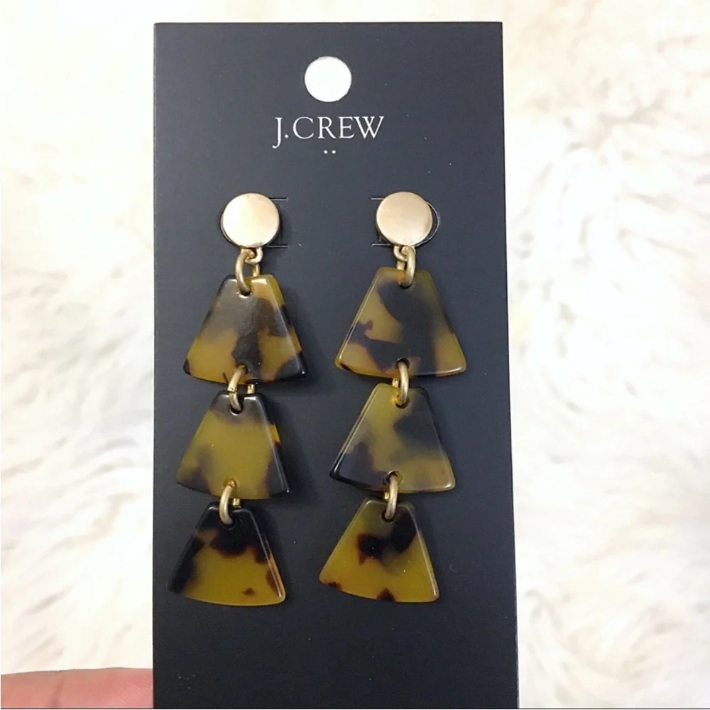 J. Crew Triangular Tortoise Drop Earrings